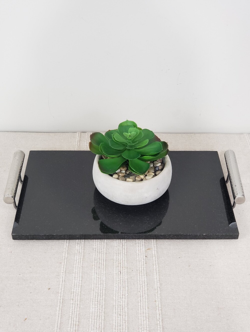 Vintage Black Granite Stone Charcuterie Serving Tray